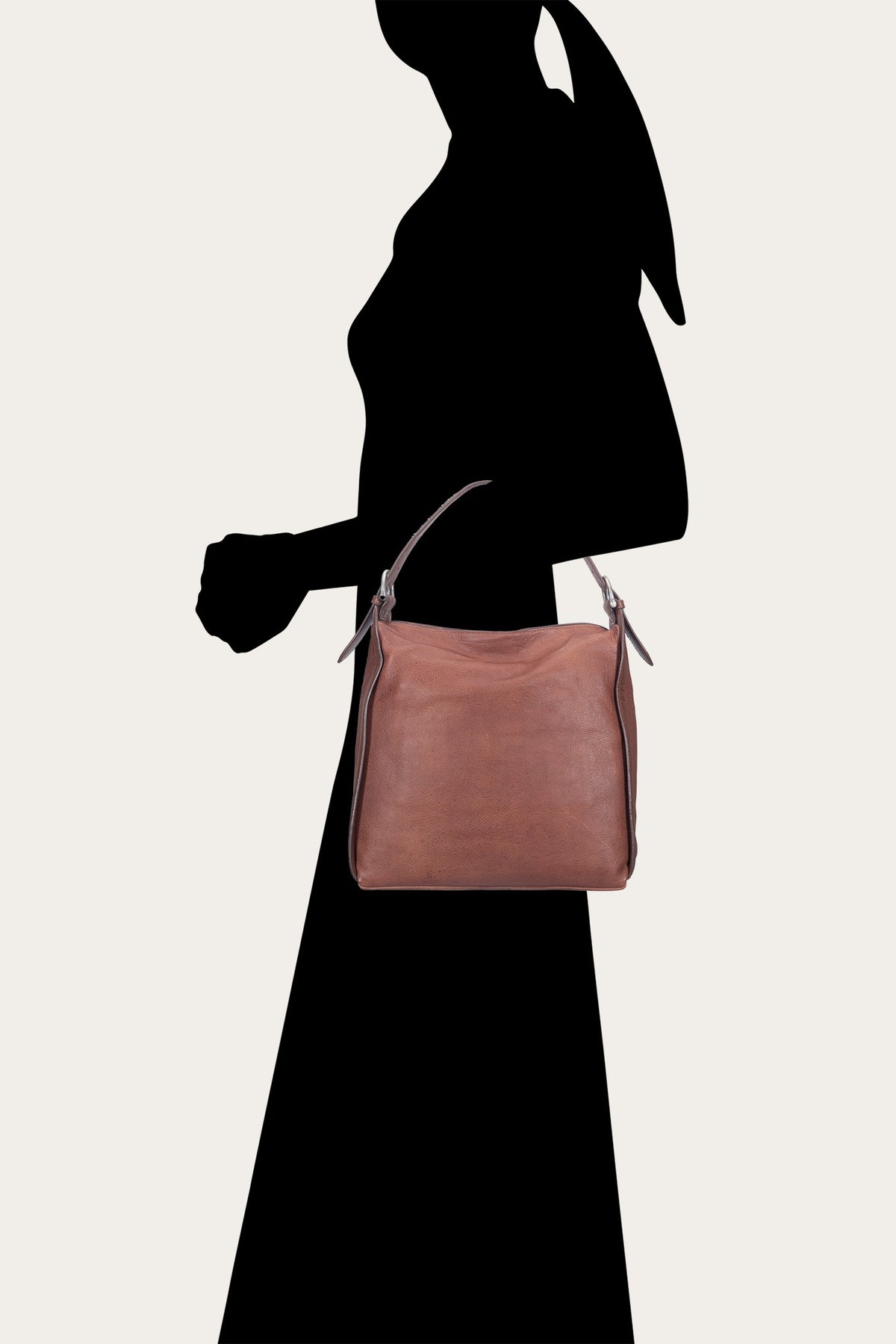 FRYE Women's Cognac Carla Studded Hobo Handbag