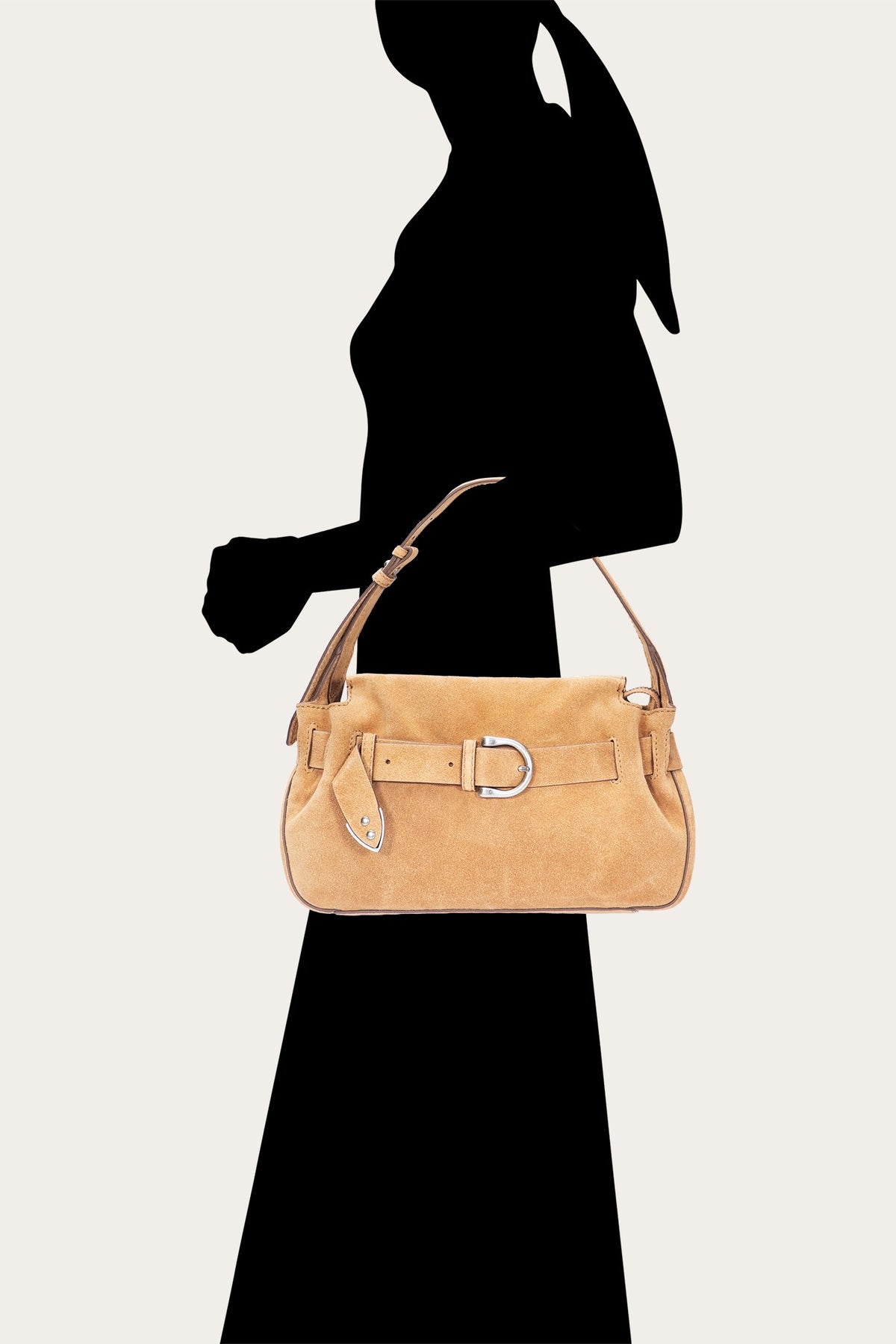 FRYE Women's Beige Heather Suede Shoulder Bag