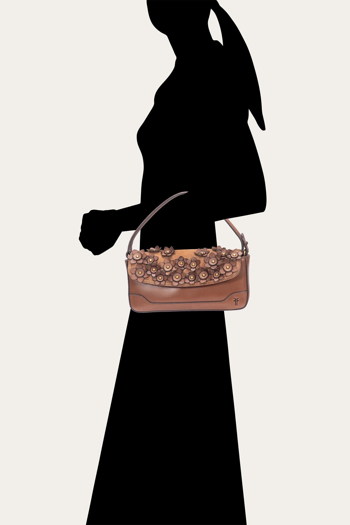 FRYE Cognac Melissa Floral Convertible Mini Flap