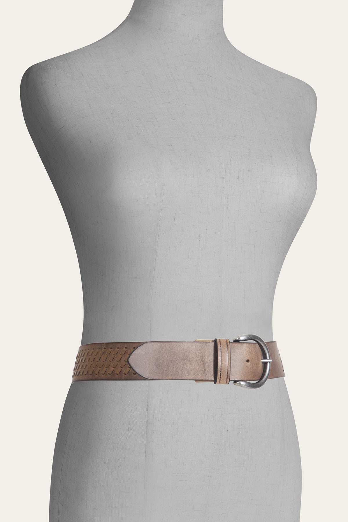 FRYE Women's Beige 38mm Woven Perf Belt