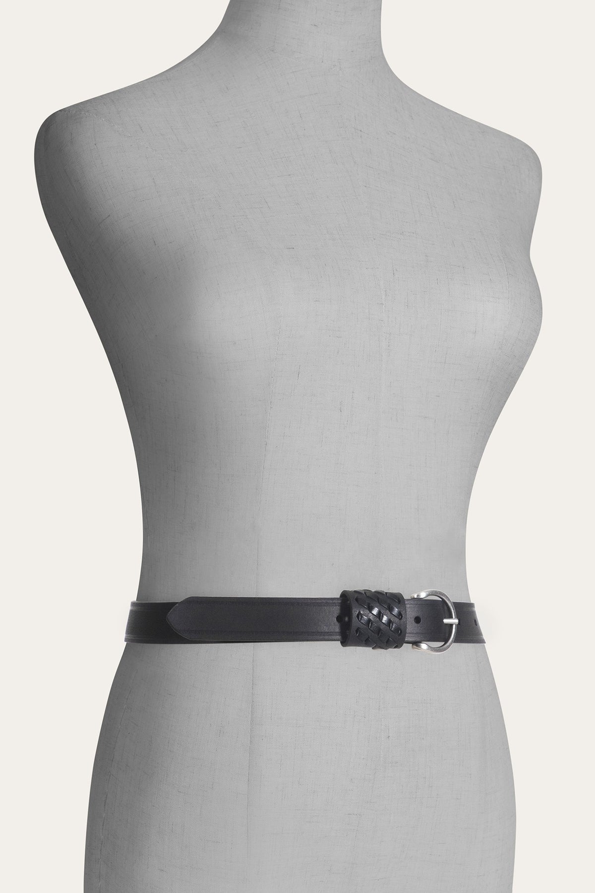 FRYE Women's Black 25mm Woven Perf Keeper Belt