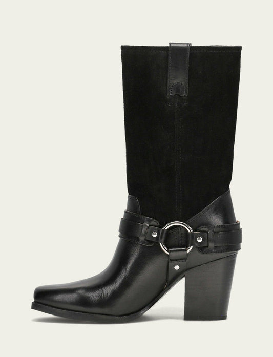 FRYE Women's Black Shiloh Harness Belted Boot