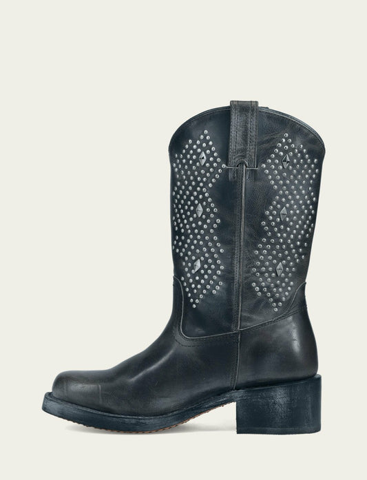 FRYE Women's Off Black Campus Deco Stud Boot