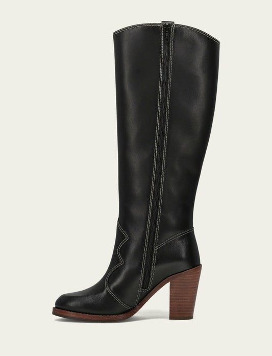 FRYE Women's Black Corinne Tall Deco Stitch Boot