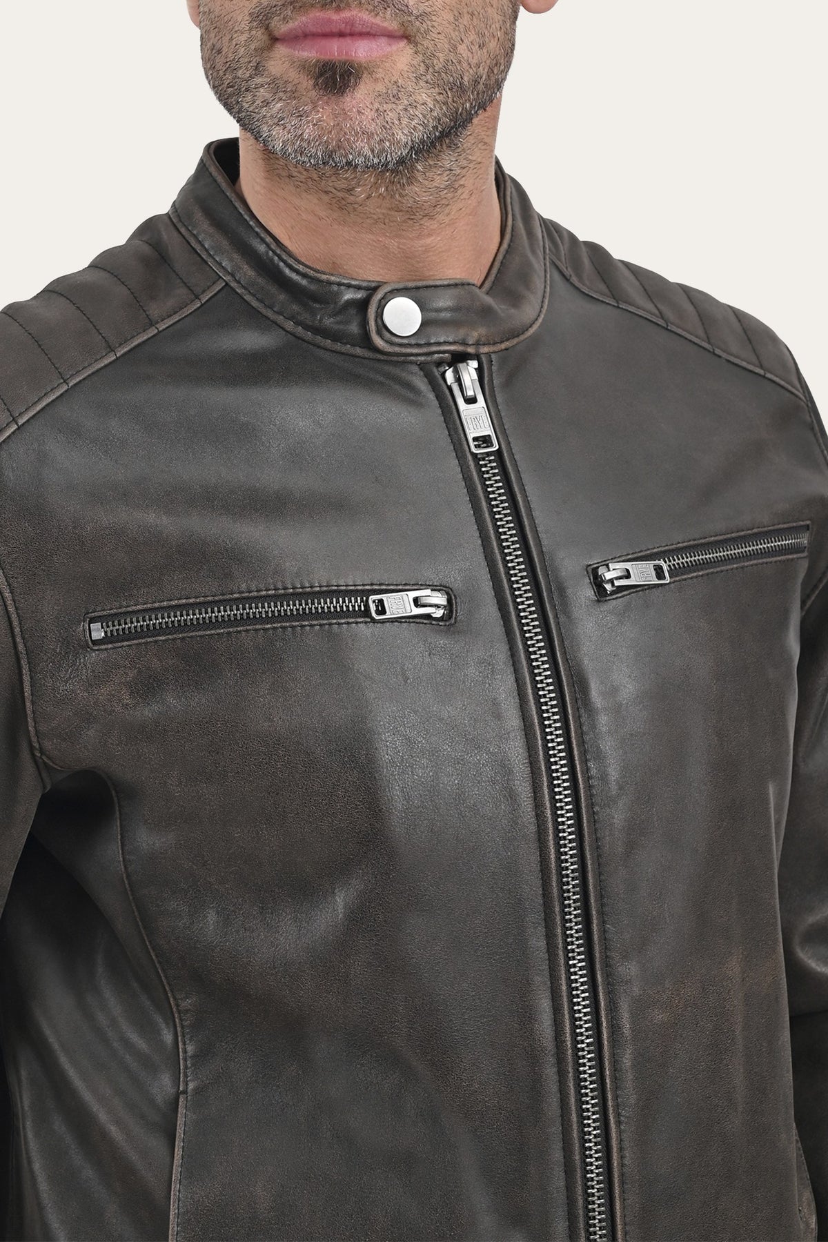 FRYE Men's Dark Brown Rustler Racer Jacket