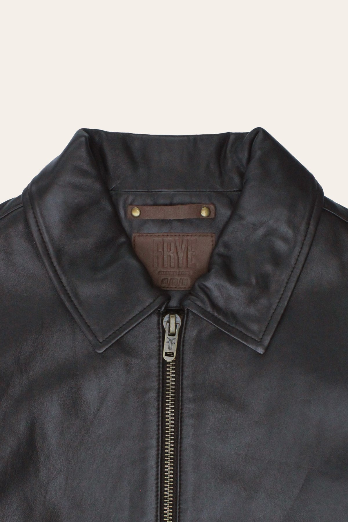 FRYE Men’s Dark Brown Dusty Trucker Leather Jacket