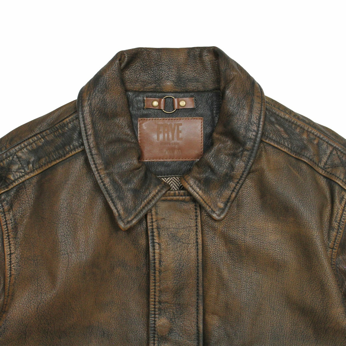 FRYE Men’s Brown Beige Nebraska Bomber Leather Jacket