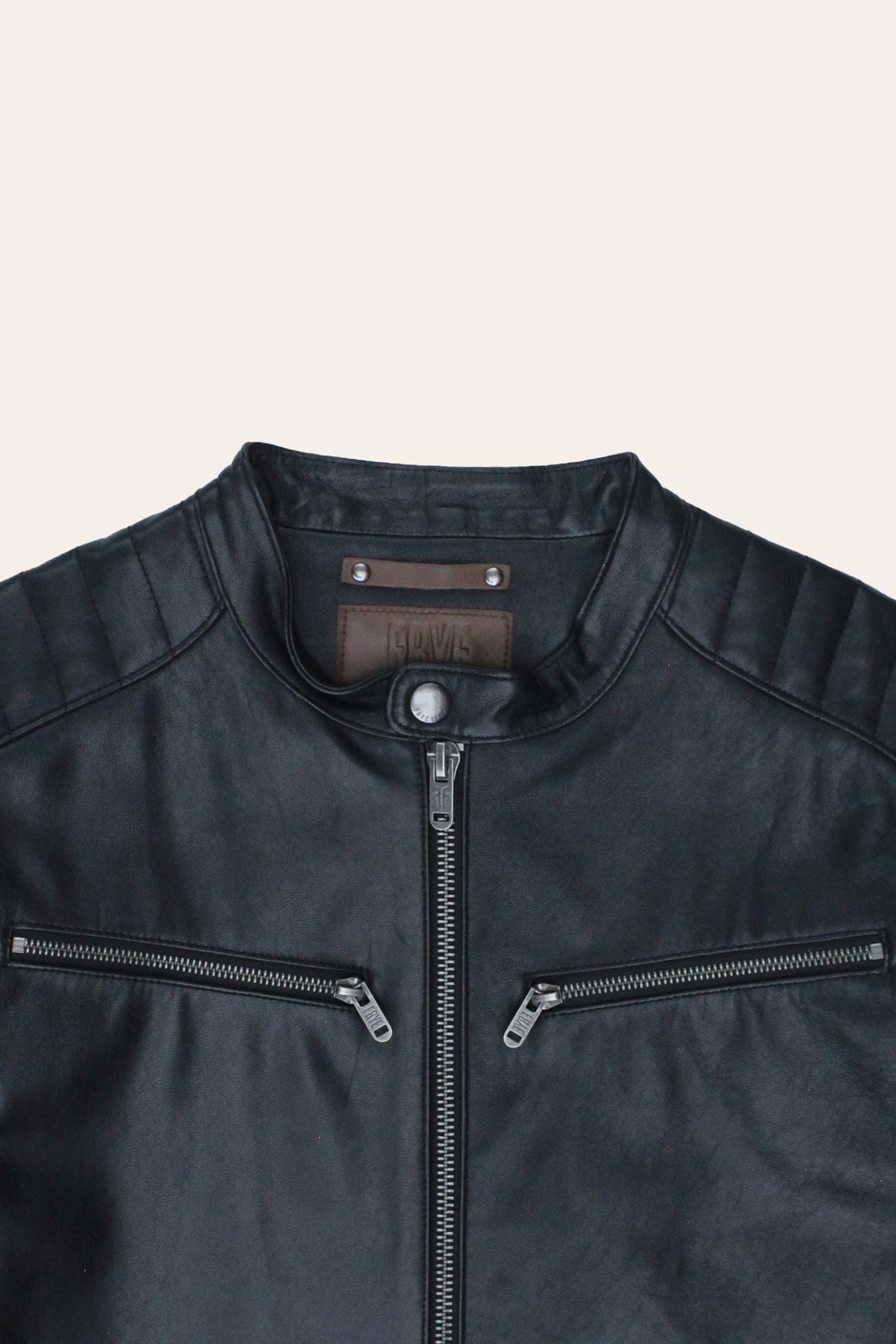 FRYE Men’s Black Pioneer Racer Leather Jacket