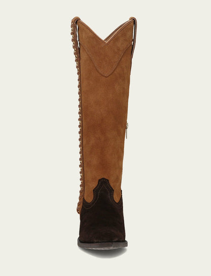 FRYE Women's Chocolate Suede Laila Tall Chain Boot