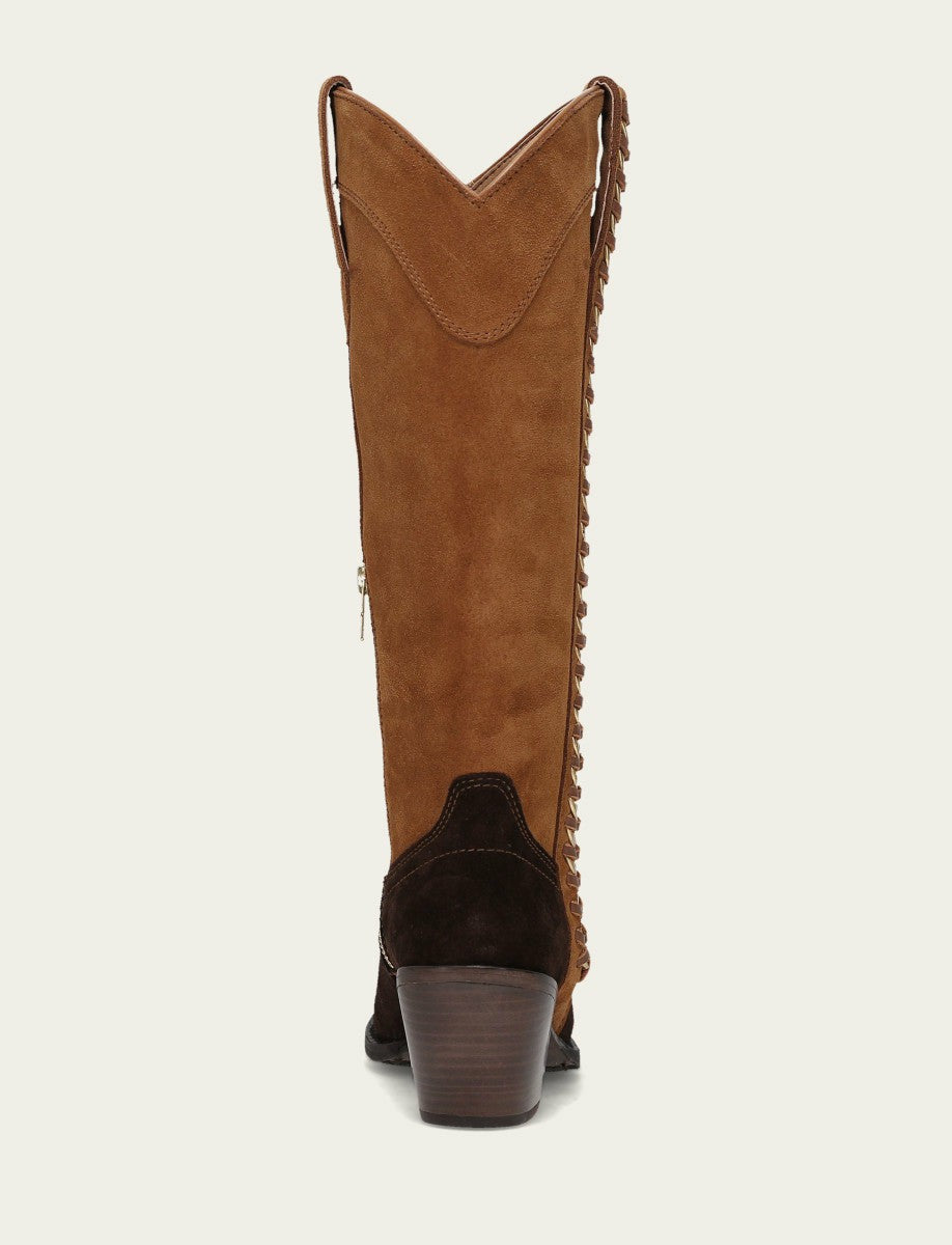 FRYE Women's Chocolate Suede Laila Tall Chain Boot