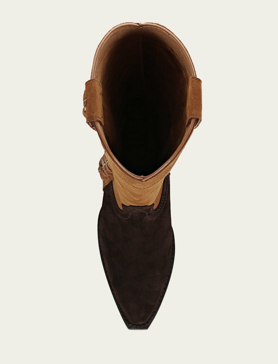 FRYE Women's Chocolate Suede Laila Tall Chain Boot
