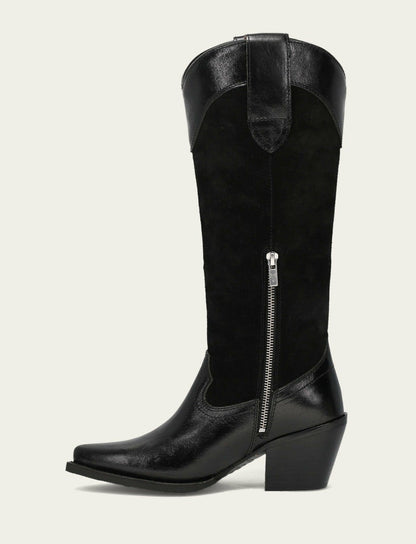 FRYE Women's Black Suede Laila Tall Chain Boot