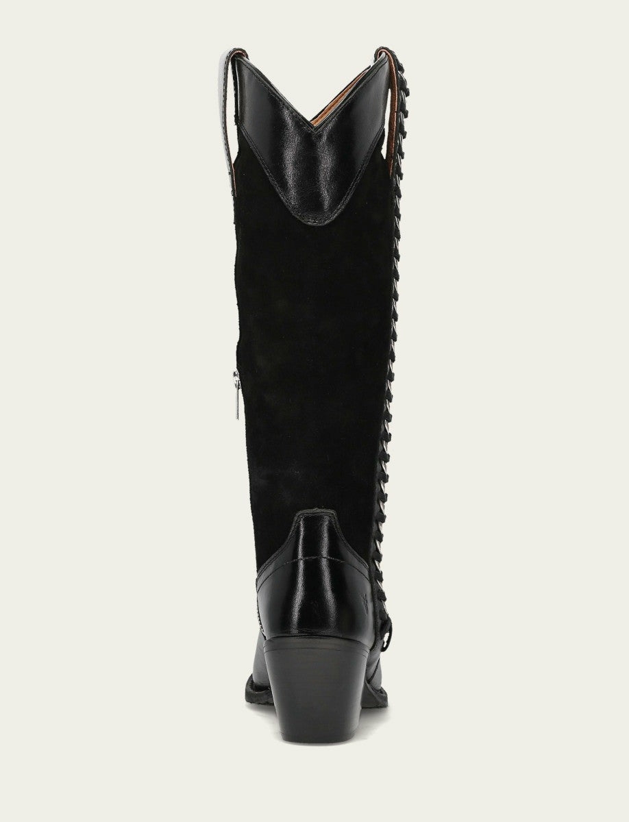 FRYE Women's Black Suede Laila Tall Chain Boot