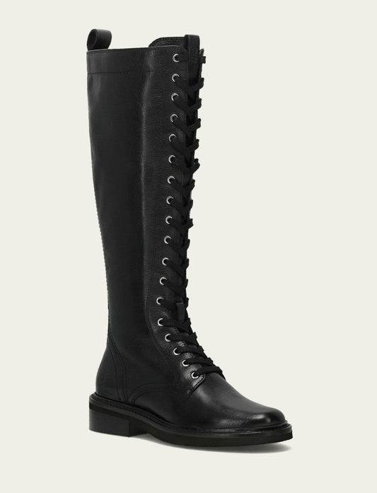 FRYE Women's Black Phoebe Lace Up Tall Boot