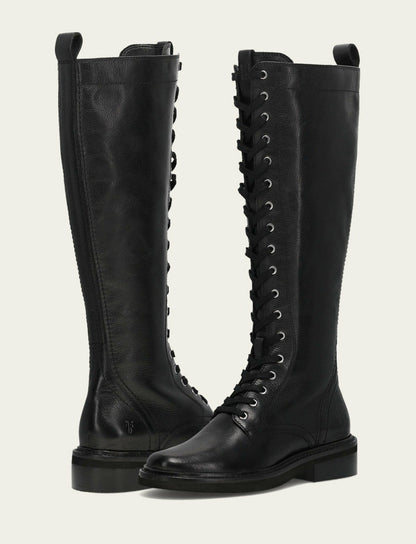 FRYE Women's Black Phoebe Lace Up Tall Boot