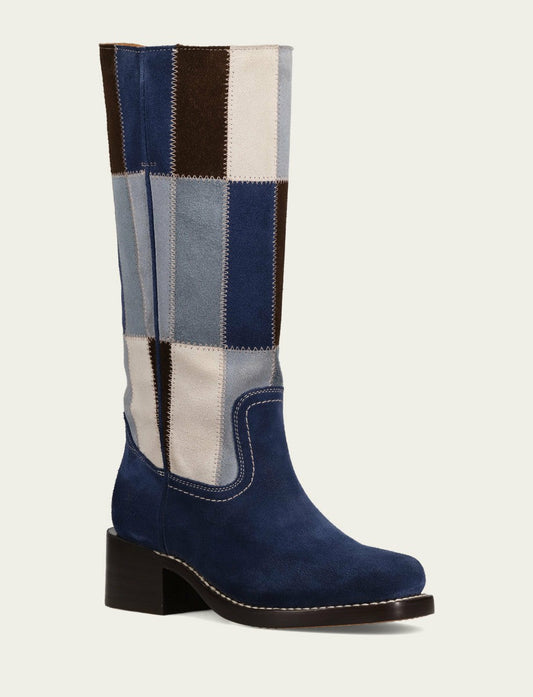 FRYE Women's Blue Multi Campus 14L Patchwork Tall Boot