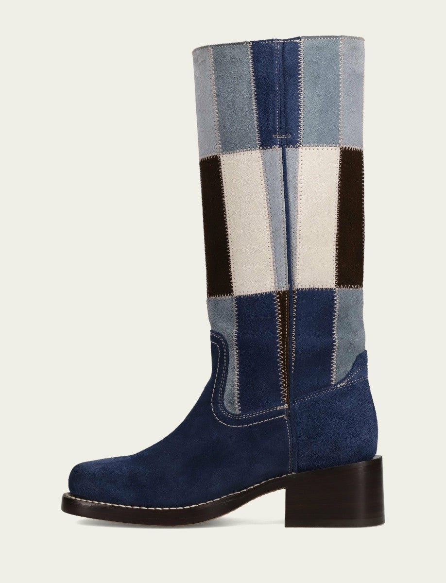 FRYE Women's Blue Multi Campus 14L Patchwork Tall Boot
