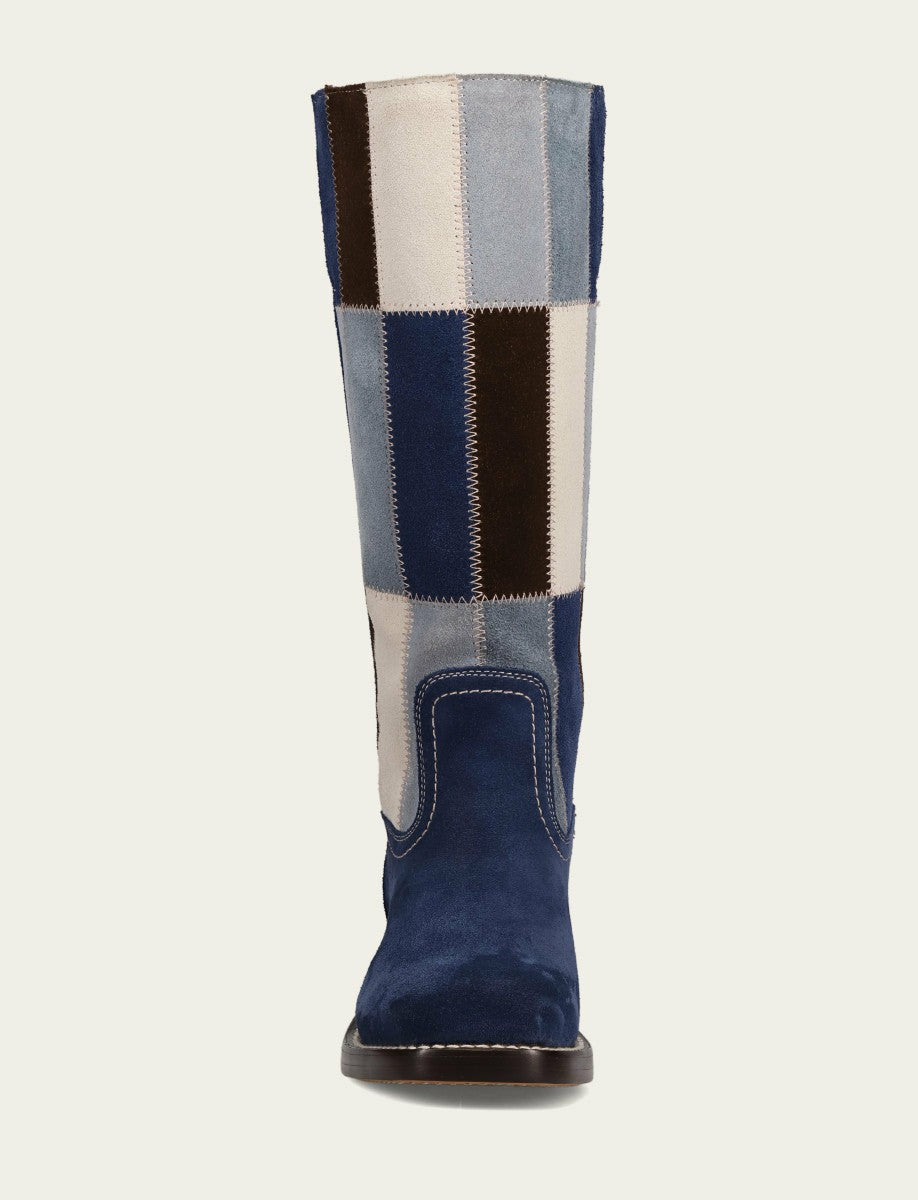 FRYE Women's Blue Multi Campus 14L Patchwork Tall Boot