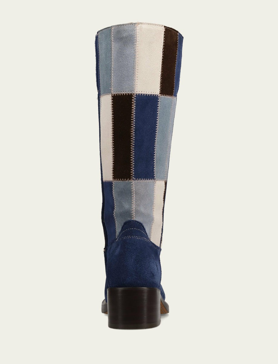 FRYE Women's Blue Multi Campus 14L Patchwork Tall Boot