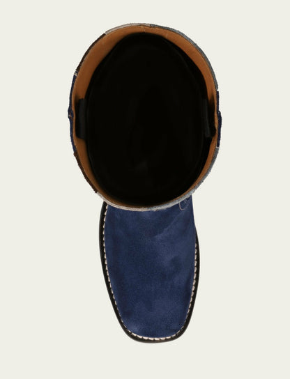 FRYE Women's Blue Multi Campus 14L Patchwork Tall Boot