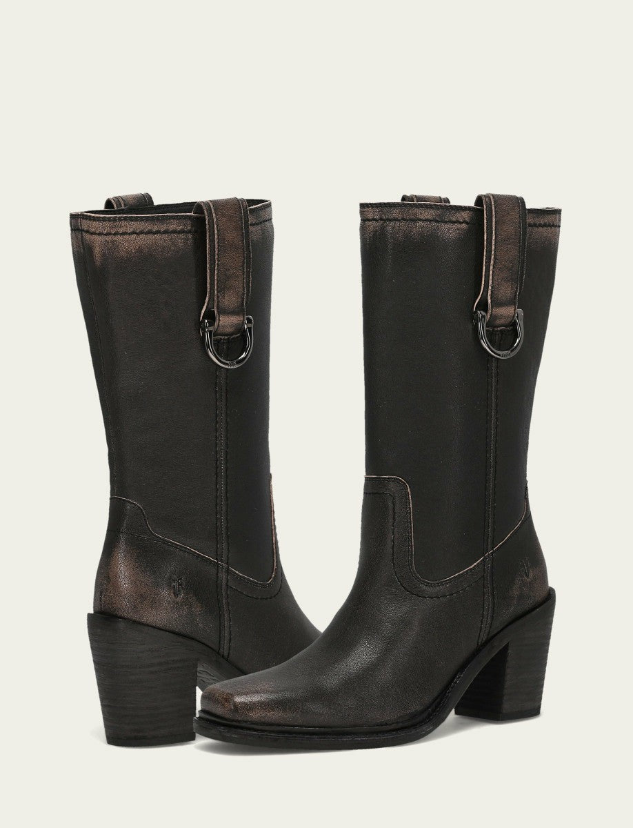 FRYE Women's Antique Black Sedona Mid D-Ring Boot
