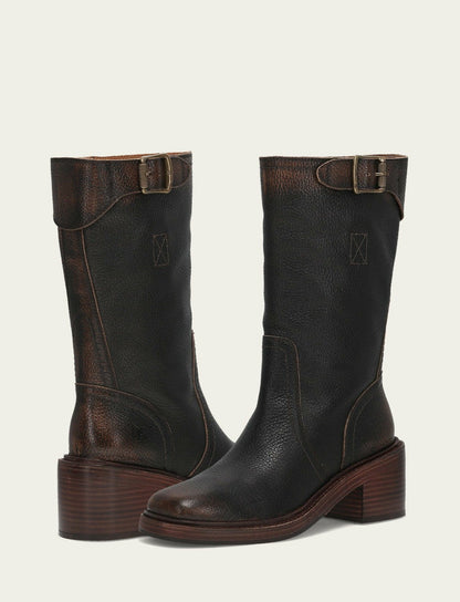 FRYE Women's Brown Kate Moto Mid Boot