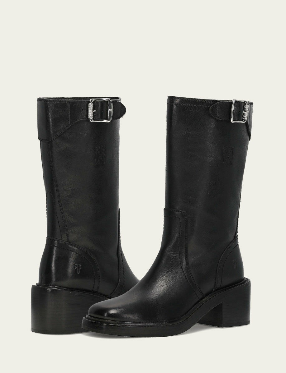 FRYE Women's Black Kate Moto Mid Boot