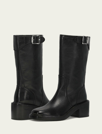 FRYE Women's Black Kate Moto Mid Boot