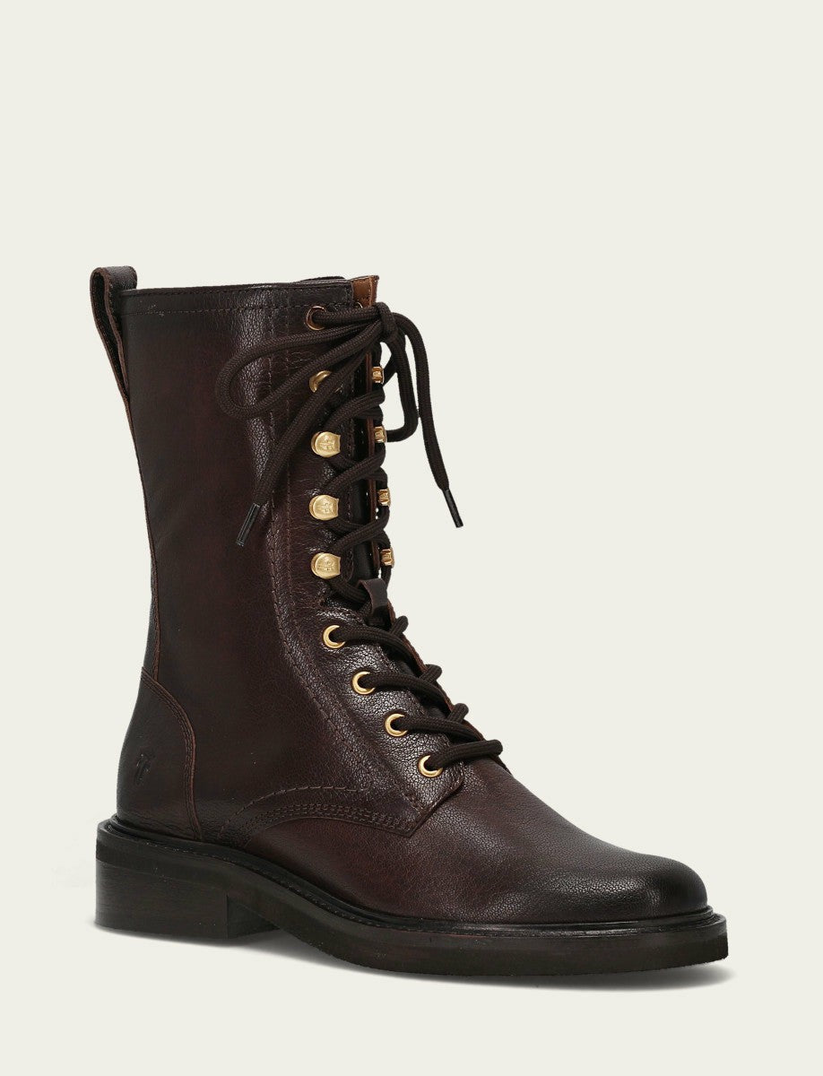 FRYE Women's Chocolate Phoebe Combat Boot