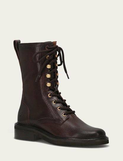 FRYE Women's Chocolate Phoebe Combat Boot