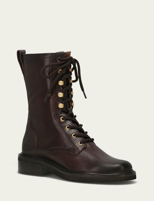 FRYE Women's Chocolate Phoebe Combat Boot