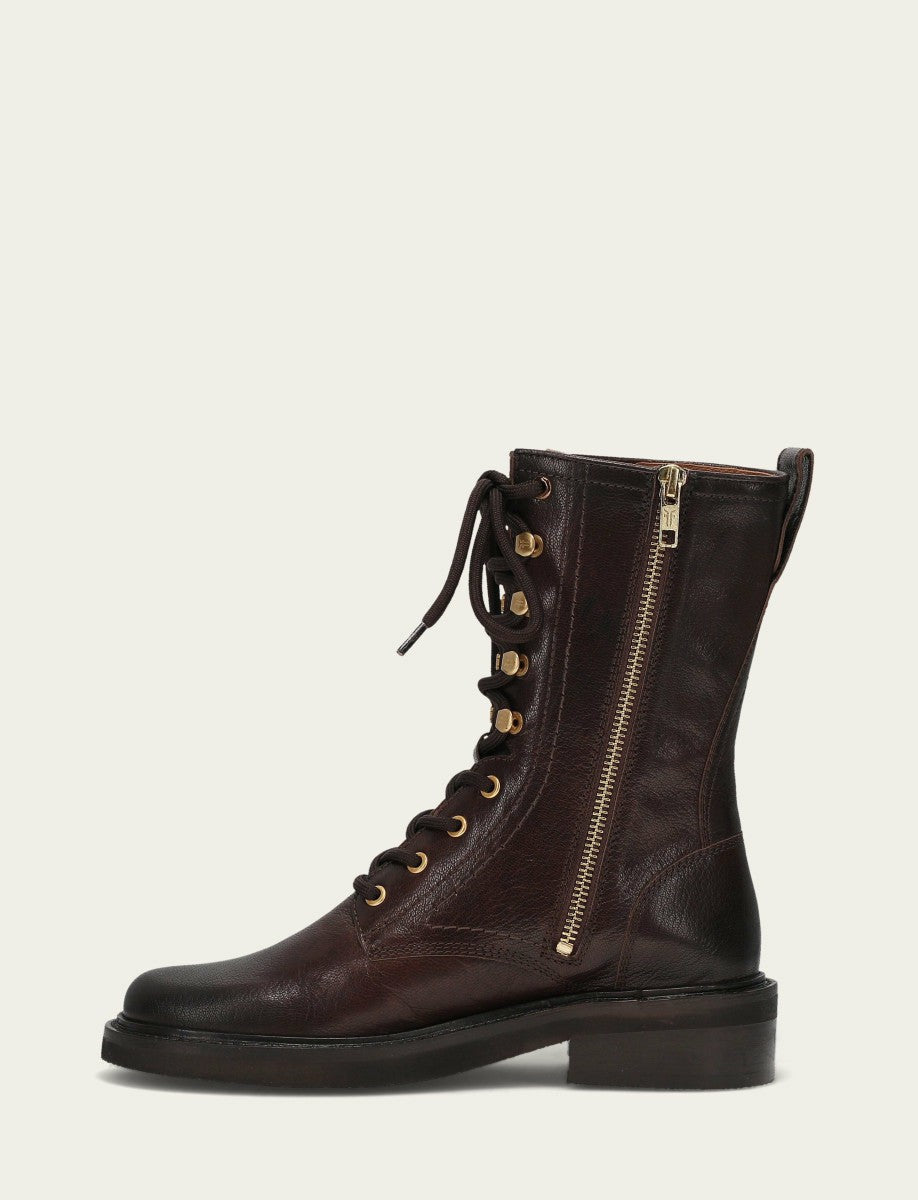 FRYE Women's Chocolate Phoebe Combat Boot