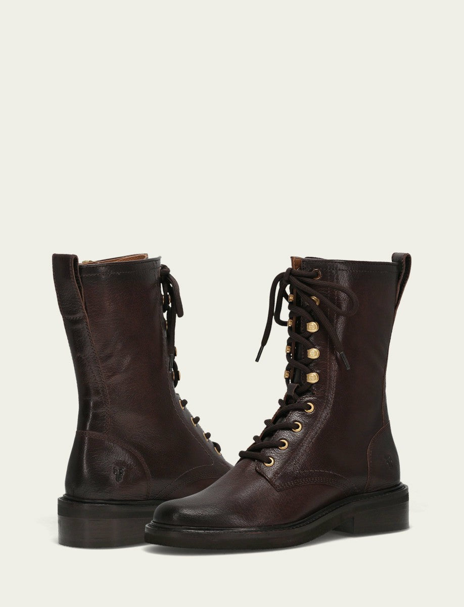 FRYE Women's Chocolate Phoebe Combat Boot