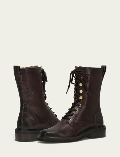 FRYE Women's Chocolate Phoebe Combat Boot