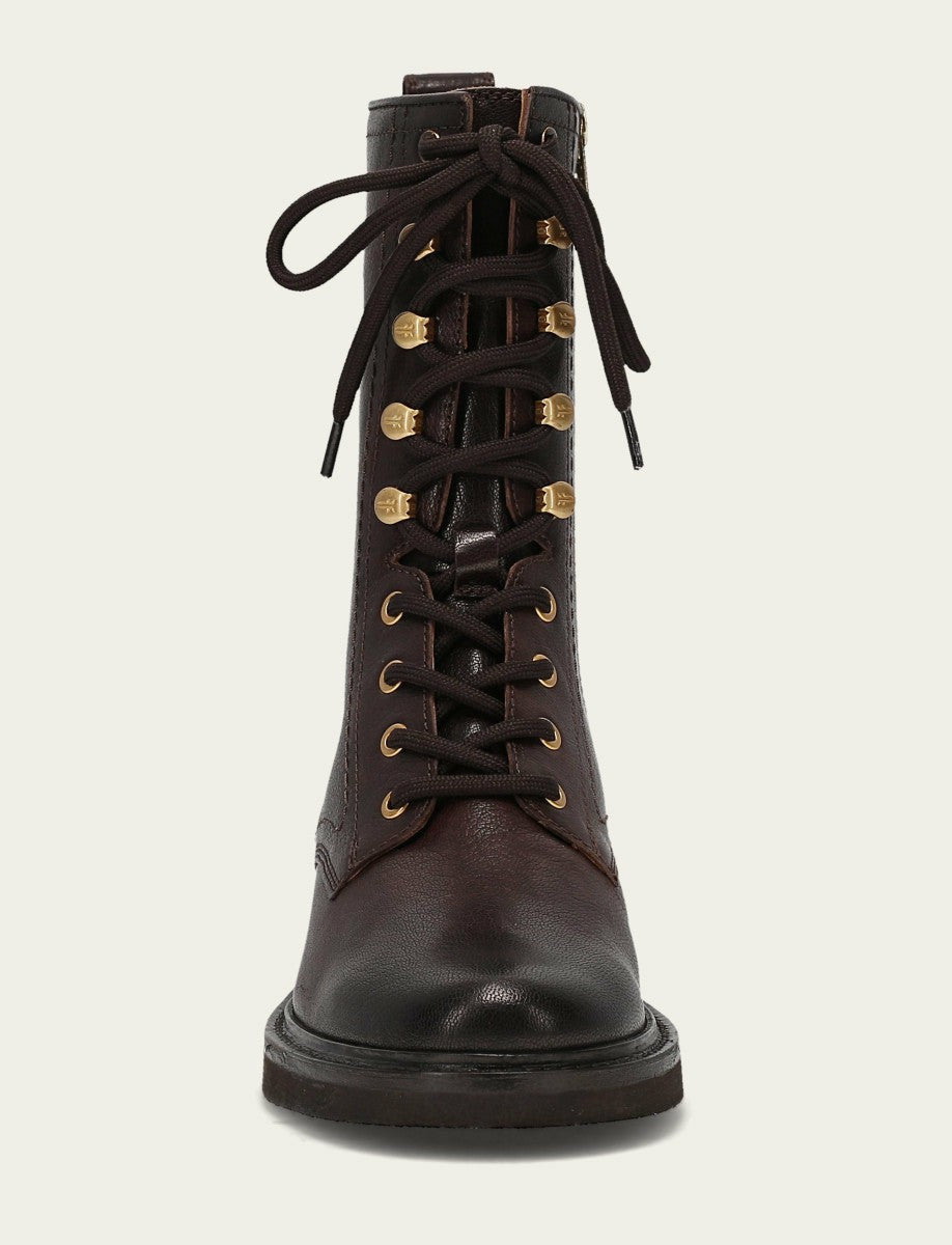 FRYE Women's Chocolate Phoebe Combat Boot