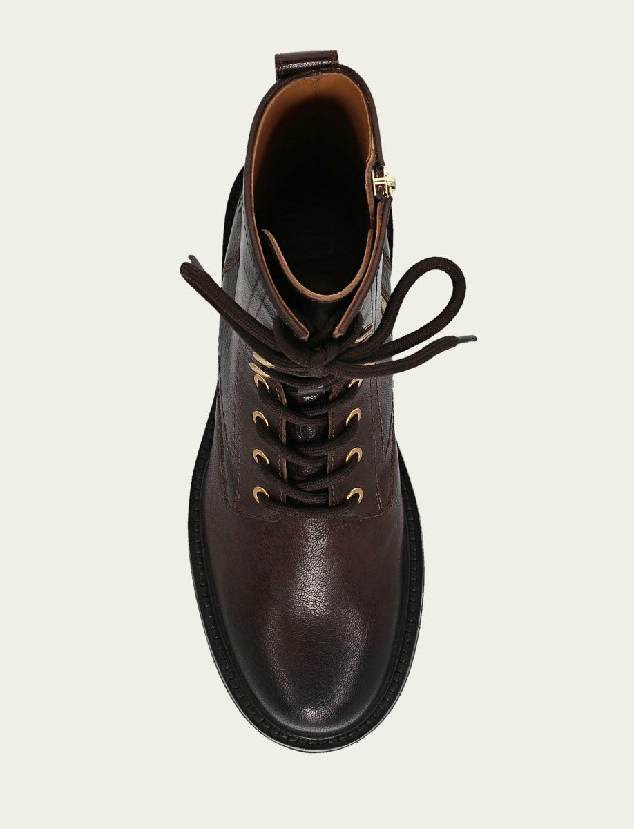 FRYE Women's Chocolate Phoebe Combat Boot