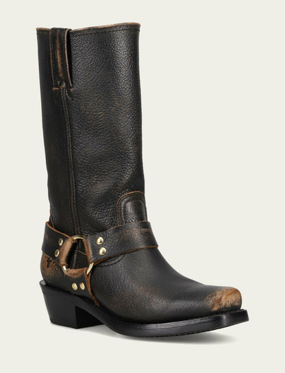 FRYE Women’s Black/Tan Harness 12R Boots