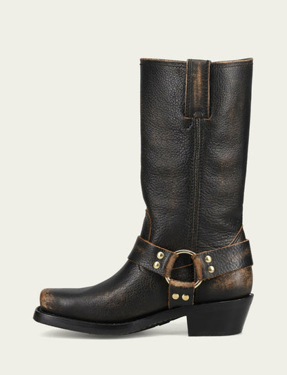FRYE Women’s Black/Tan Harness 12R Boots
