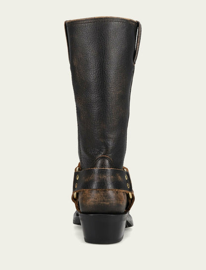 FRYE Women’s Black/Tan Harness 12R Boots