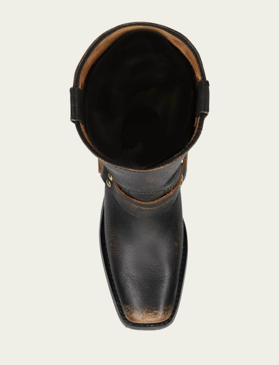 FRYE Women’s Black/Tan Harness 12R Boots