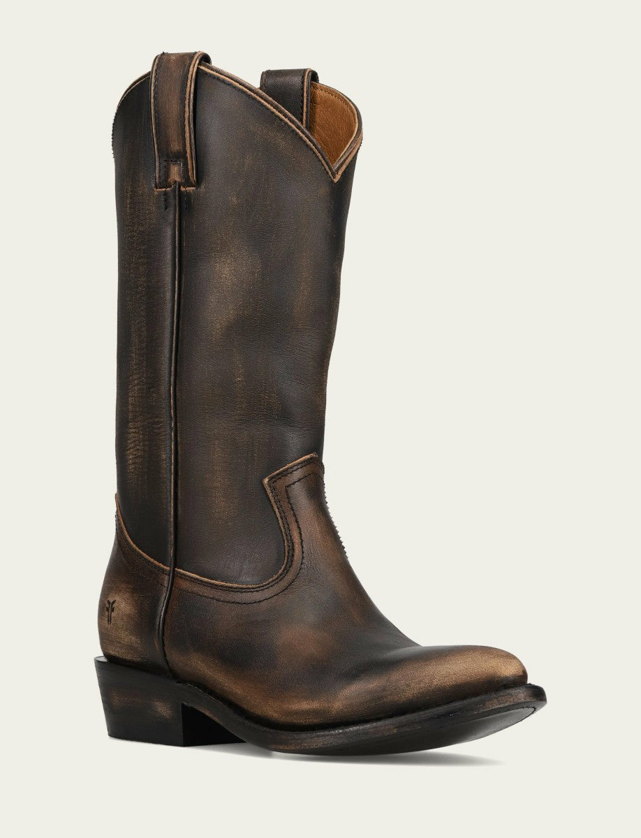 FRYE Women's Distressed Black Billy Pull On Western Boot