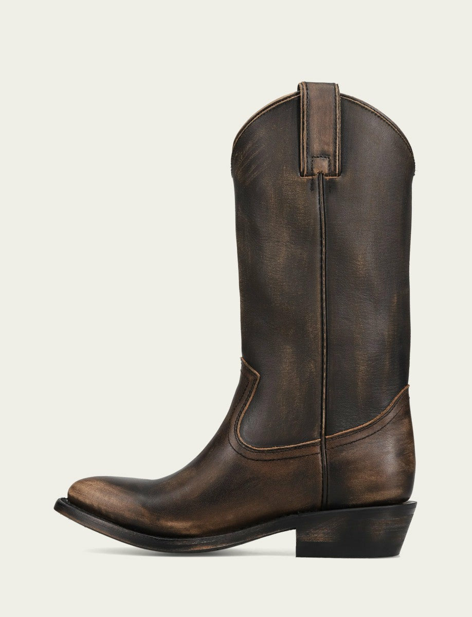 FRYE Women's Distressed Black Billy Pull On Western Boot