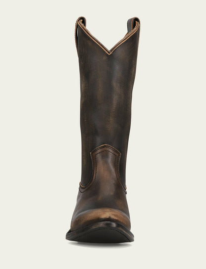 FRYE Women's Distressed Black Billy Pull On Western Boot