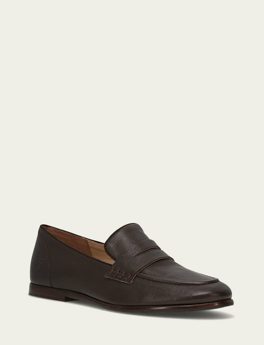 FRYE Women's Dark Brown Faith Leather Loafer