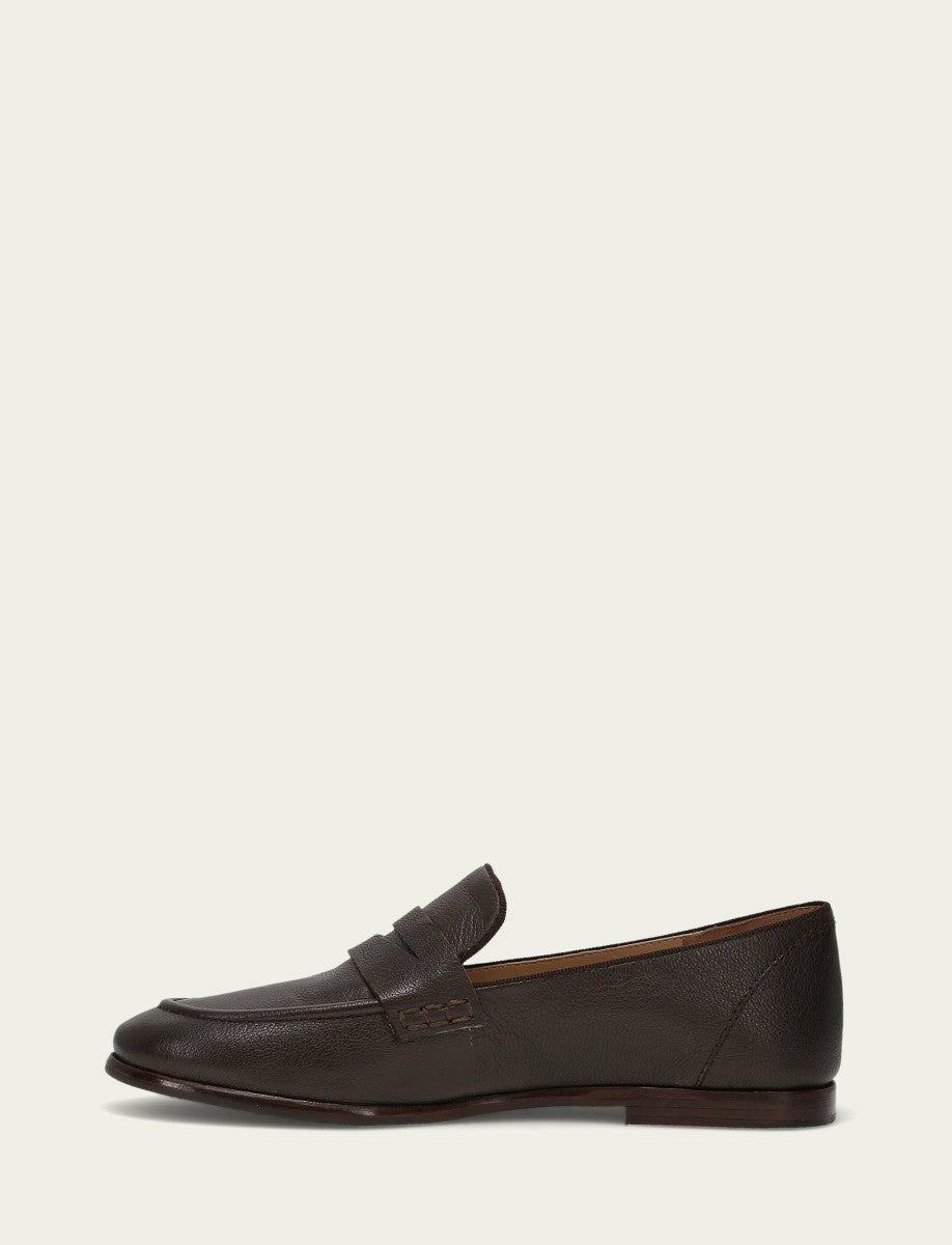 FRYE Women's Dark Brown Faith Leather Loafer