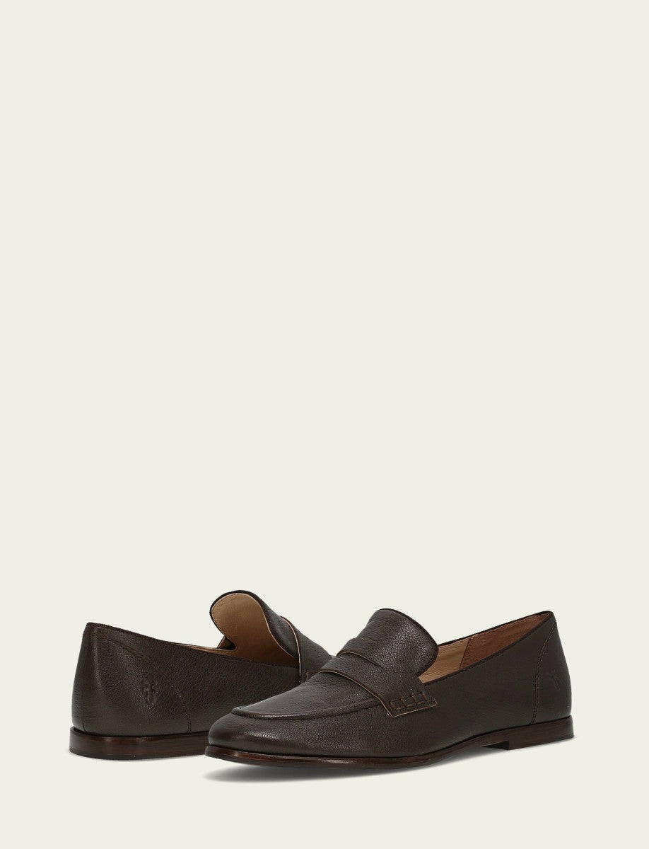 FRYE Women's Dark Brown Faith Leather Loafer