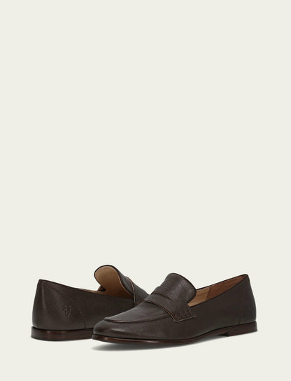 FRYE Women's Dark Brown Faith Leather Loafer