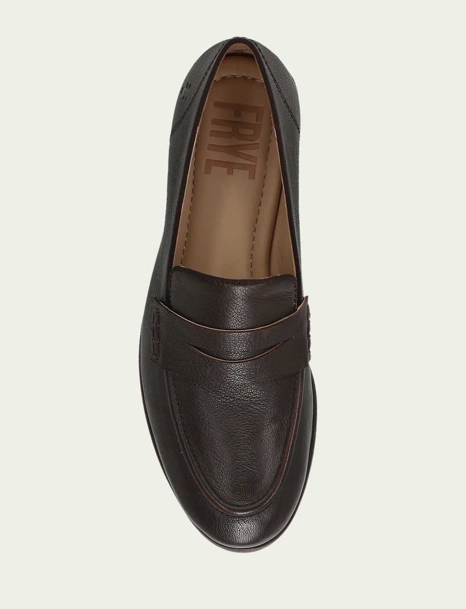 FRYE Women's Dark Brown Faith Leather Loafer