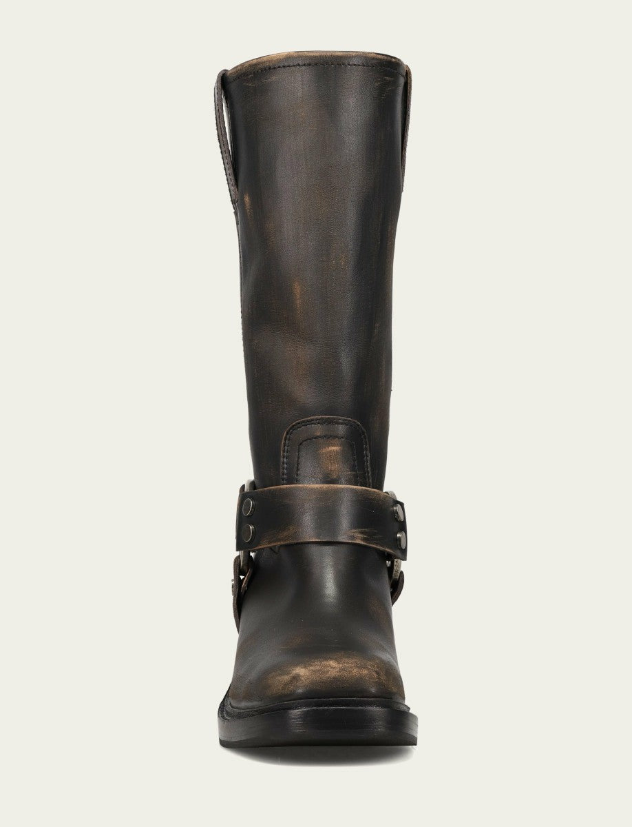 FRYE Women's Distressed Black Kate Harness Leather Boot