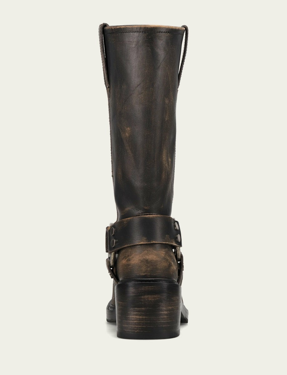 FRYE Women's Distressed Black Kate Harness Leather Boot